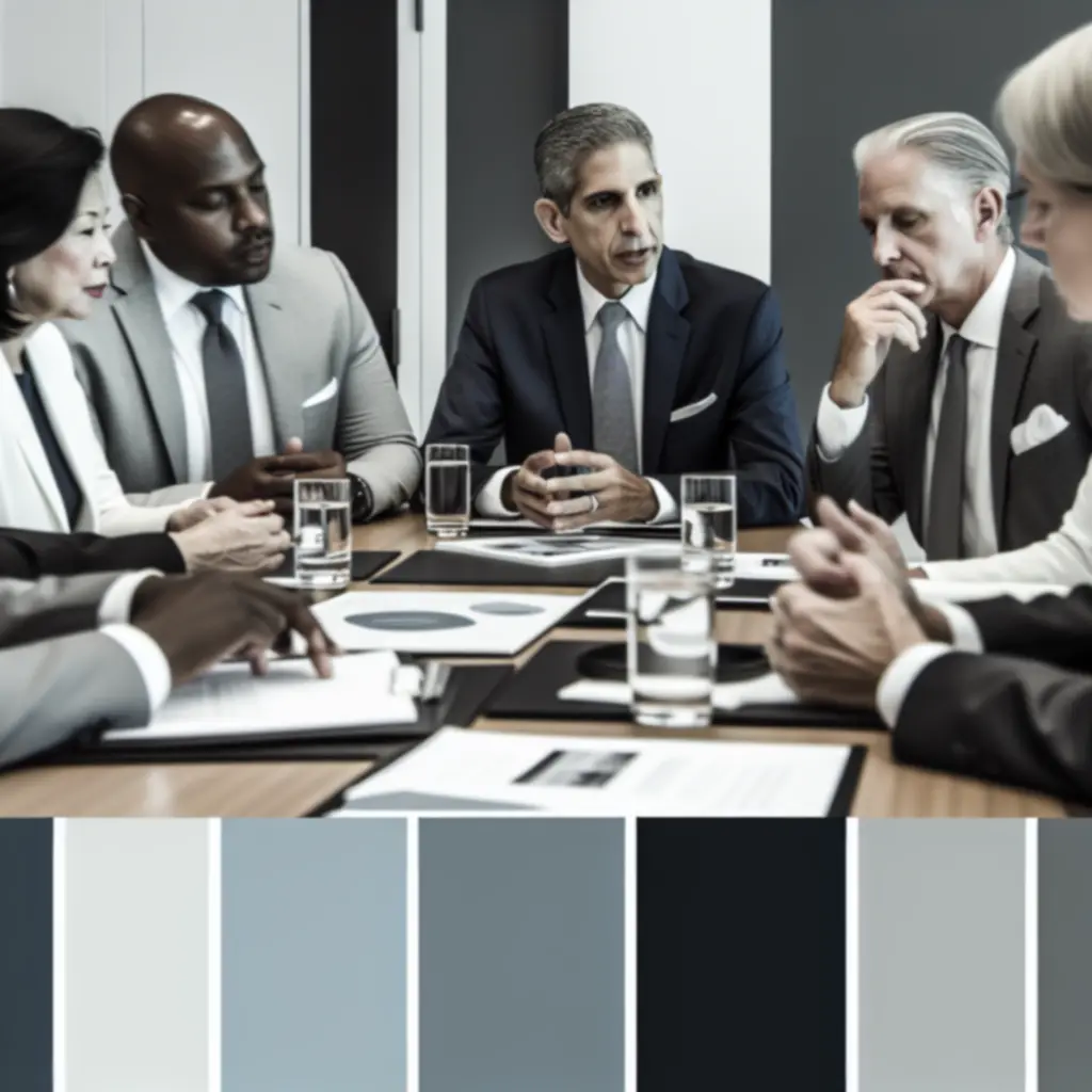 Consultants and client executives discussing a leadership transformation initiative
