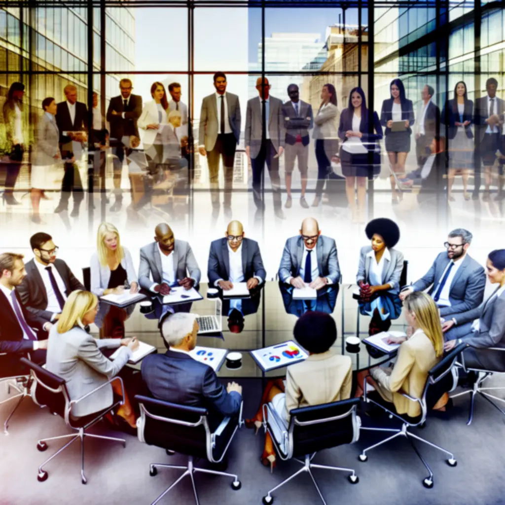 Consultants collaborating around a table reviewing efficiency metrics