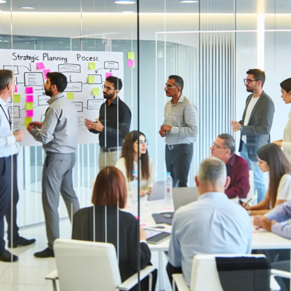 Consultants facilitating an efficiency transformation workshop with client leaders