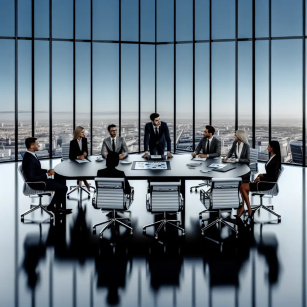 Consultants and executives collaborating in a modern boardroom during a strategy session.