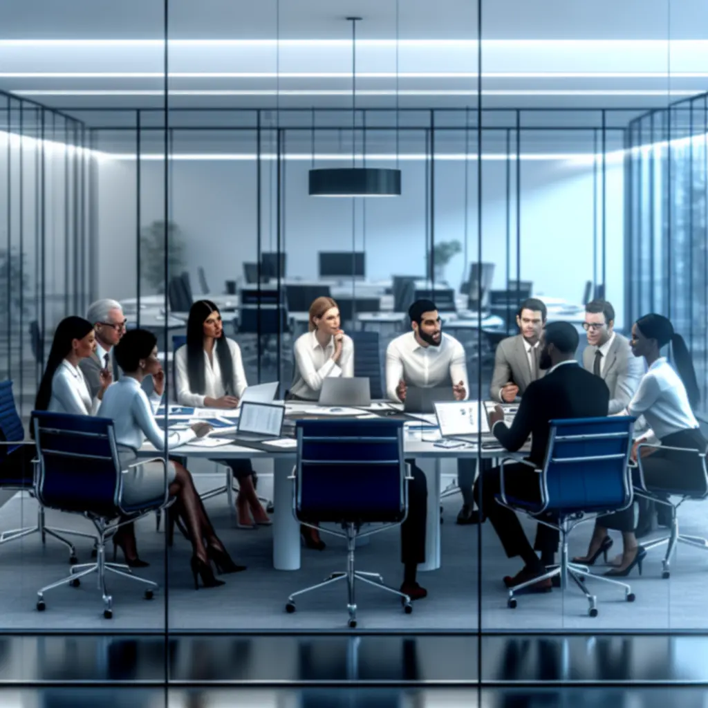 Modern office collaboration between consultants and clients